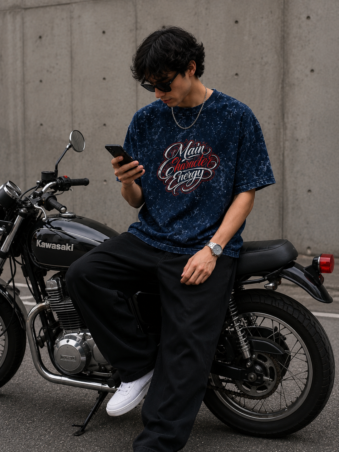 Main Character Energy Acid Washed Oversized Tee