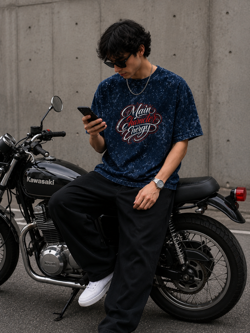 Main Character Energy Acid Washed Oversized Tee