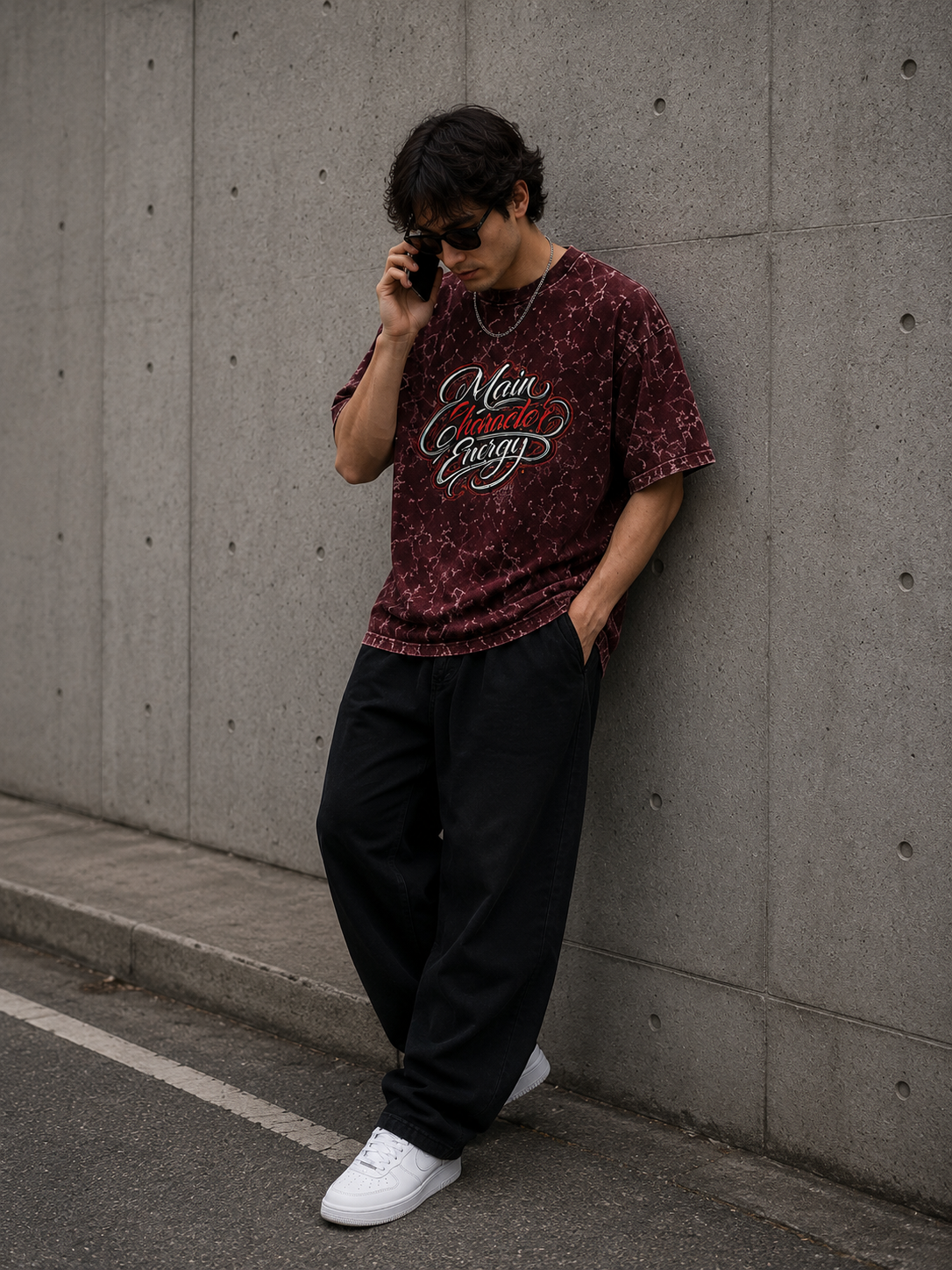 Main Character Energy Acid Washed Oversized Tee